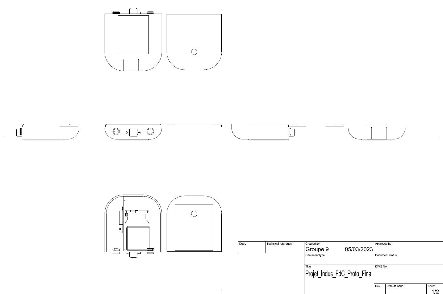 Plans techniques du boitier AQM - Fusion 360