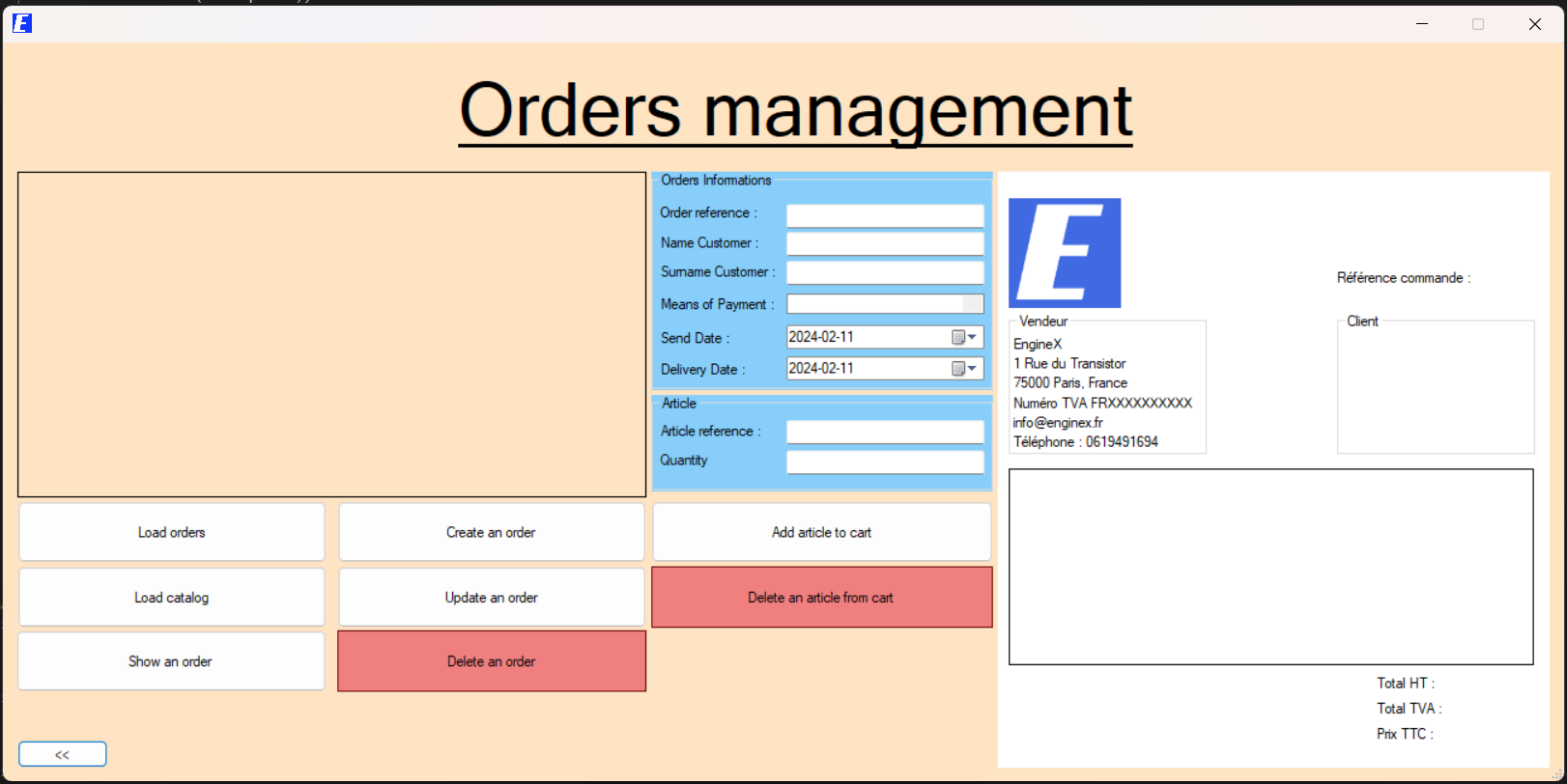 Gestion des commandes